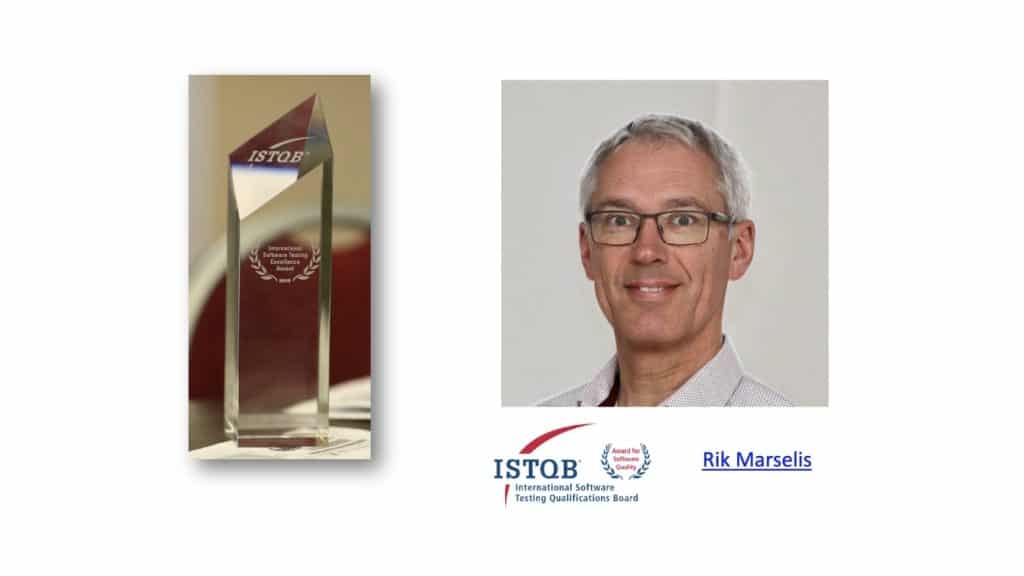ISTQB® President Olivier Denoo has presented Rik Marselis with the 2022 ISTQB® Software Testing Excellence Award